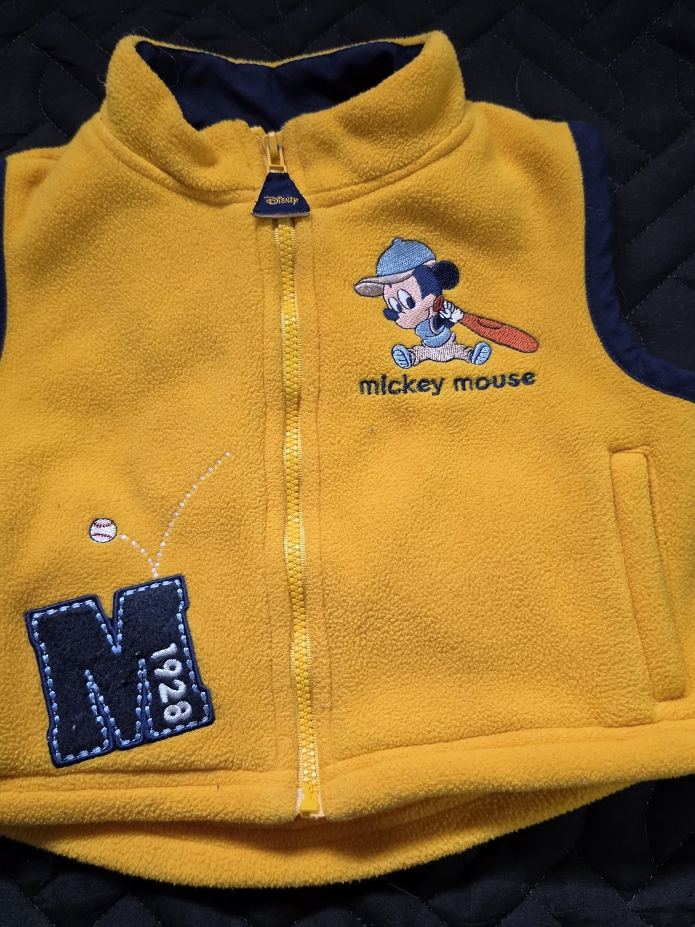 Disney Kids' Mickey Mouse Yellow Fleece Vest- 18 Months